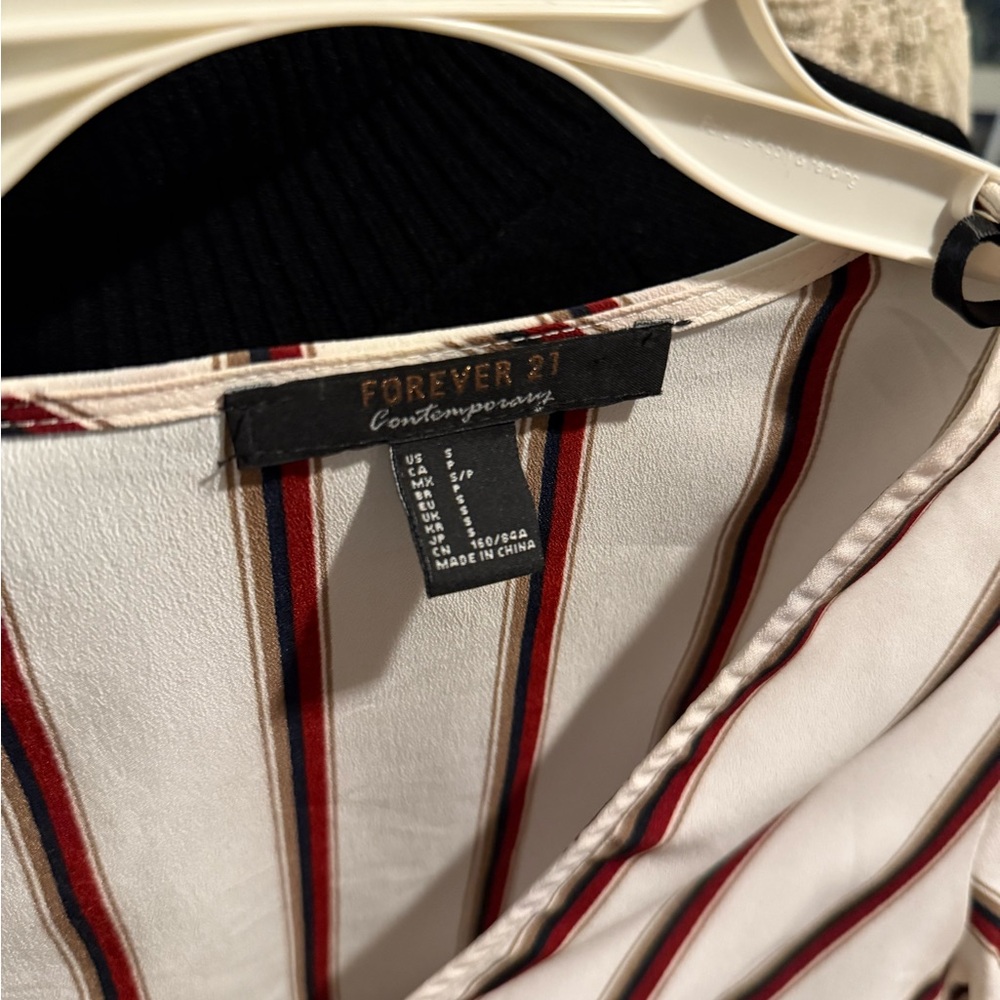 Forever 21 Long Sleeve Striped Crop Top